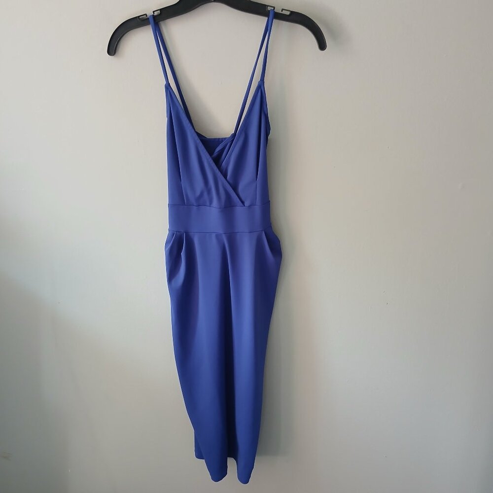 Leith Women's Dress Size Small Blue Cross Strapped Royal Blue Mini Spandex Nylon